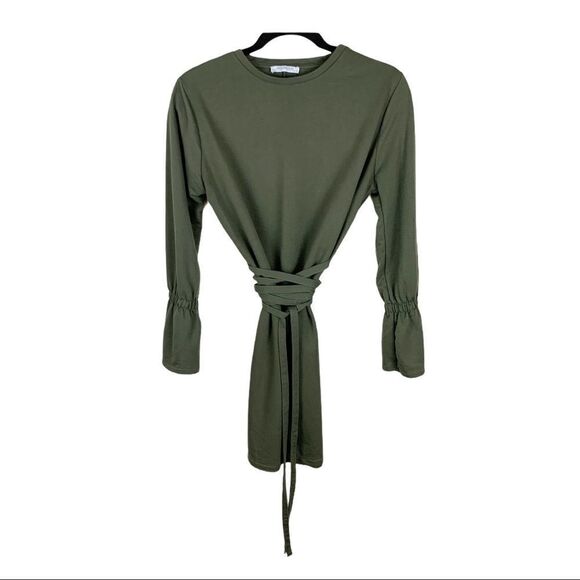 Zara Trafulac Olive Green Dress w/Bell Sleeves - Picture 3 of 14